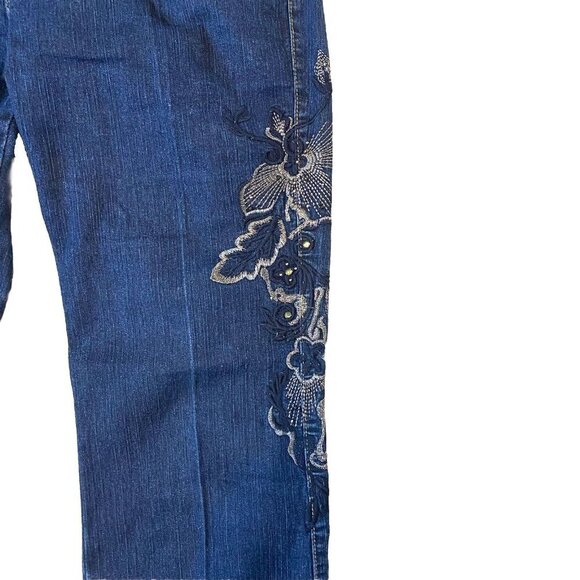 COS Jeans Bootcut Leg Denim Women's Size 10 Blue Dark Wash Mid Rise Embr… - Picture 2 of 12